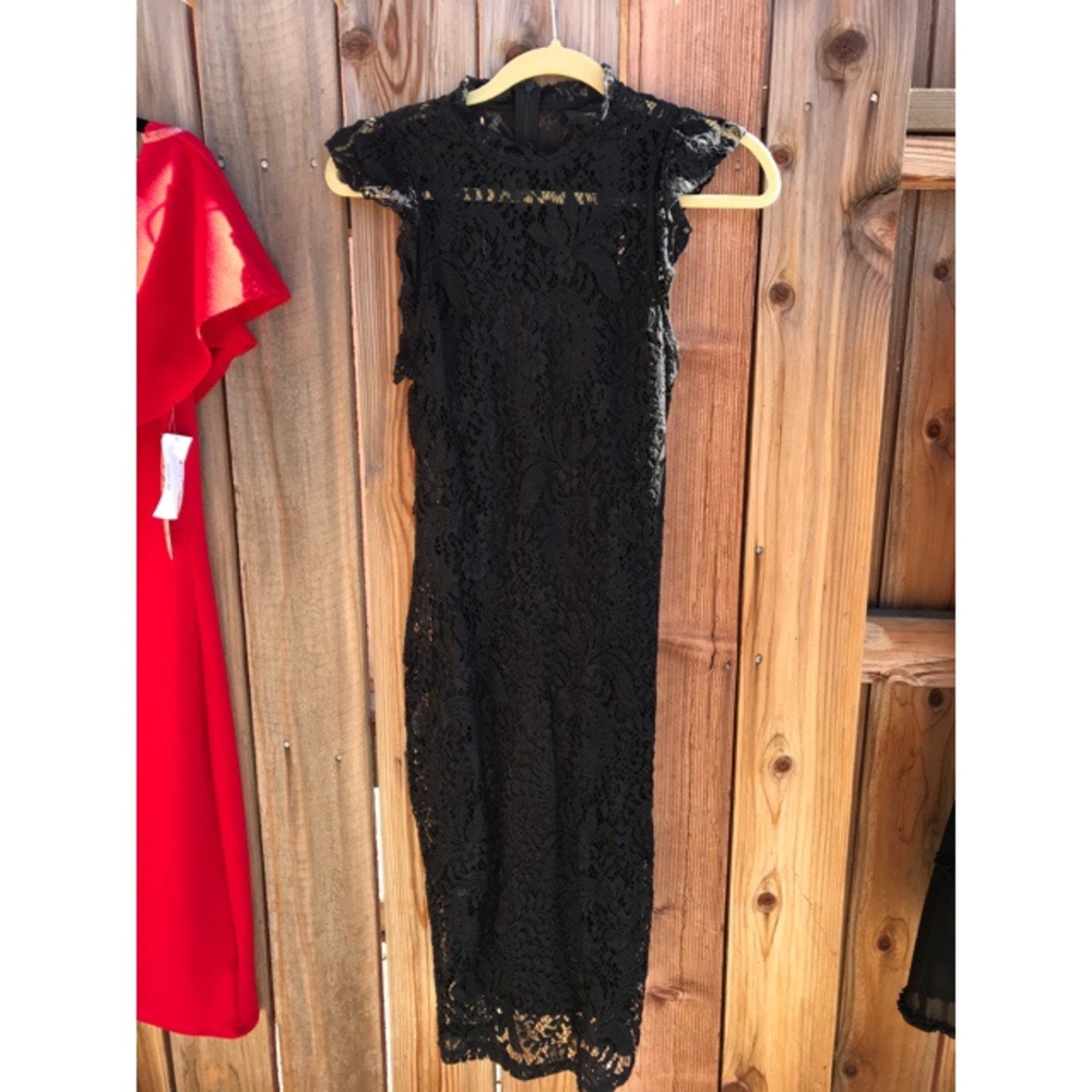 Lace dress with high collar